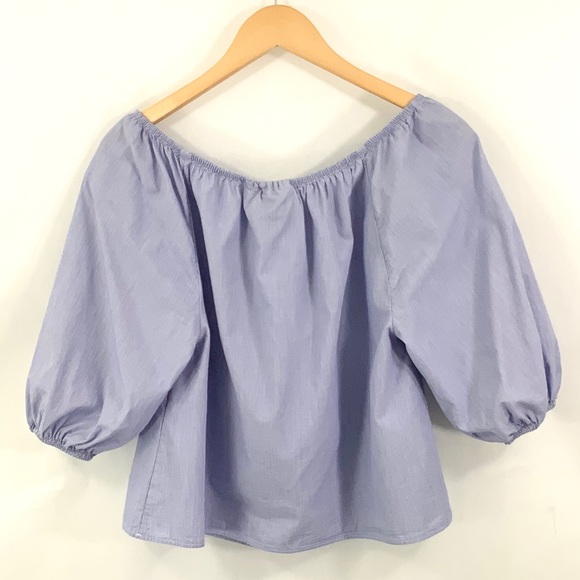 MAEVE ANTHROPOLOGIE 3/4 Long Sleeve Top Blue White Pinstripe Small H28 - Picture 4 of 5